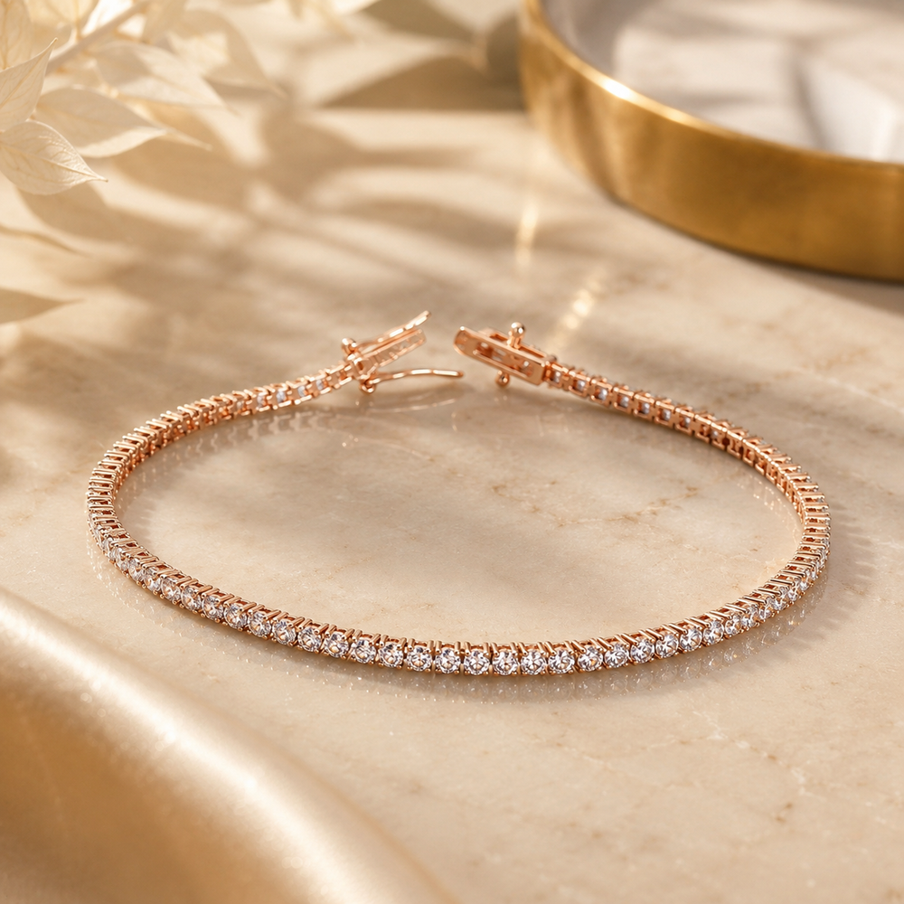 Luxury 925 sterling silver rose gold plated moissanite tennis bracelet