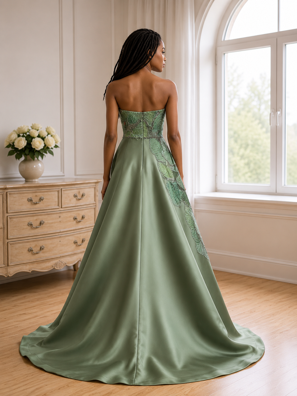 Verdant Bloom Couture Ball Gown