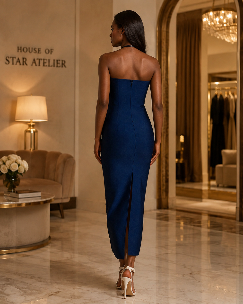 The Aureline Ruched Halter Maxi Dress