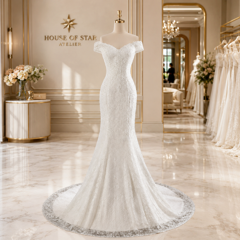 Élodie Off-Shoulder Lace Mermaid Bridal Gown