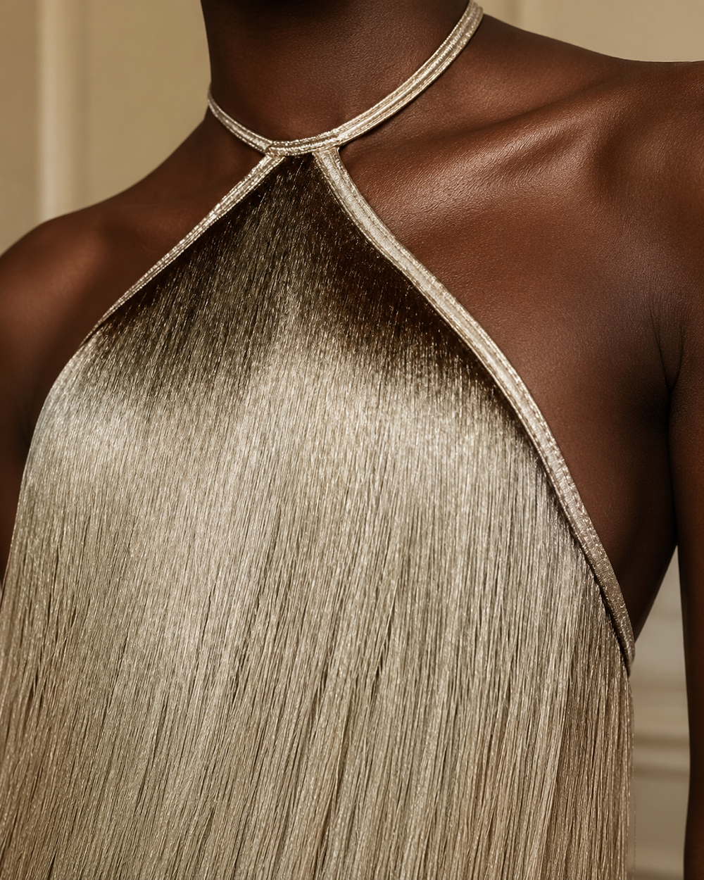 Valencia Fringe Halter Maxi Dress