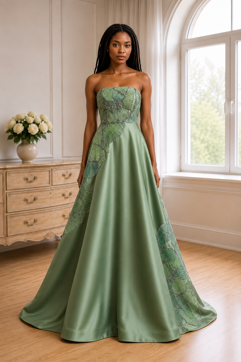 Verdant Bloom Couture Ball Gown
