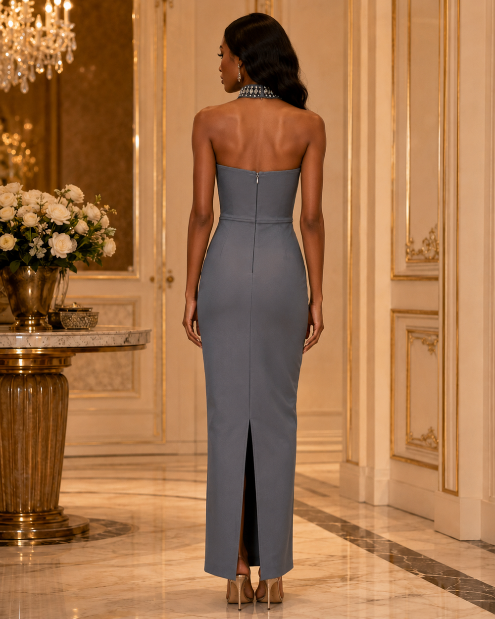 The Celestine Crystal Corset Evening Gown