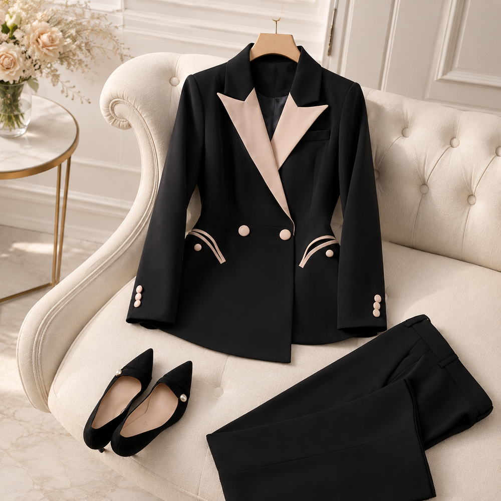 The Celeste Contrast Tailored Suit Set