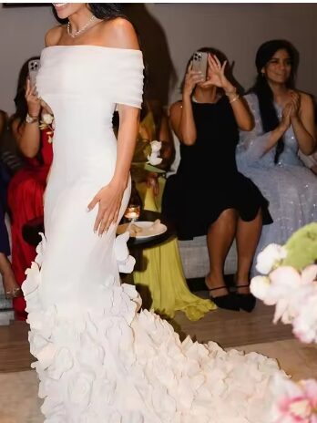 Client photo — Rosé Bloom Mermaid Gown